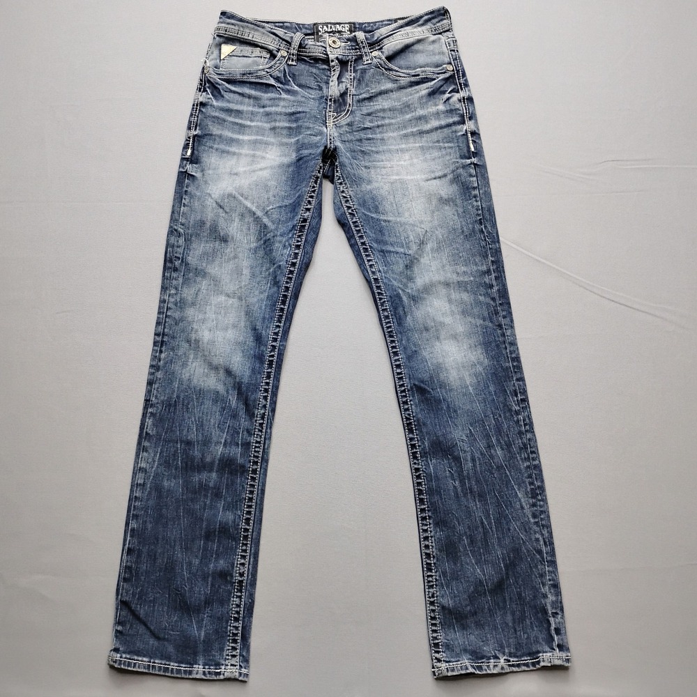 Salvage Mayhem Straight Regular Fit Jeans Mens 30R Medium Wash Buckle Exclusive